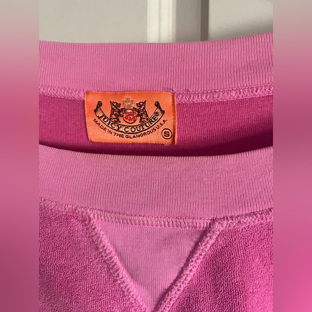 Juicy Couture S Vintage Y2K Pink Off-Shoulder Lounge Top Terry - Picture 6 of 10